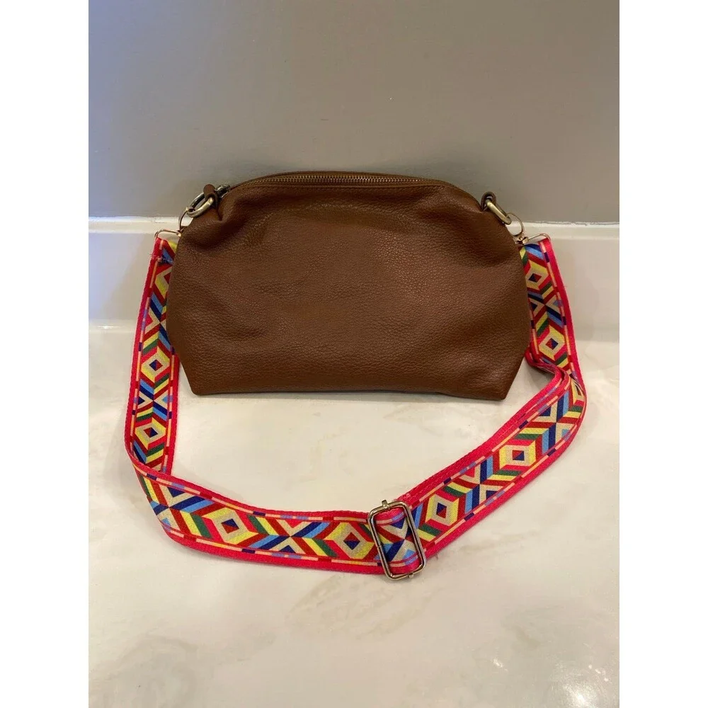 JOY SUSAN CROSSBODY BAG BROWN‎ VEGAN SAFE LEATHER ZIPPER TOP ADJUSTABLE STRAP